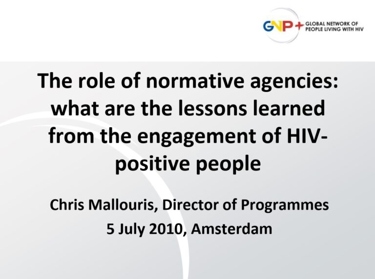 The Role Of Normative Agencies Lessons From The Engagement Of Hiv